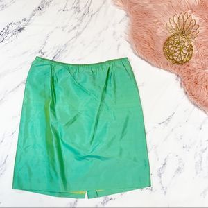 Green Silk Pencil Skirt